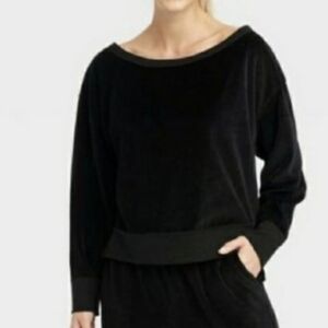 JoyLab Black Velour Top Size Medium